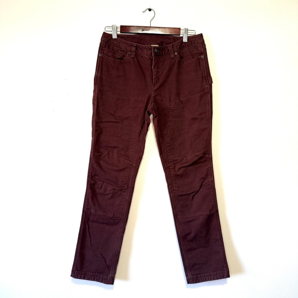 Duluth Trading Co Women's Burgundy Cargo Work‎ Pants Size 8 Cotton Spandex Blend